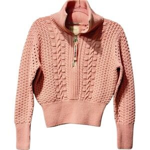 Scotch & Soda Maison Scotch Pink Chunky Knit Funnel Half-Zip Anorak Sweater XS